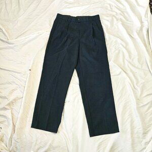 Navy Blue Straight Fit Pleated Pants
